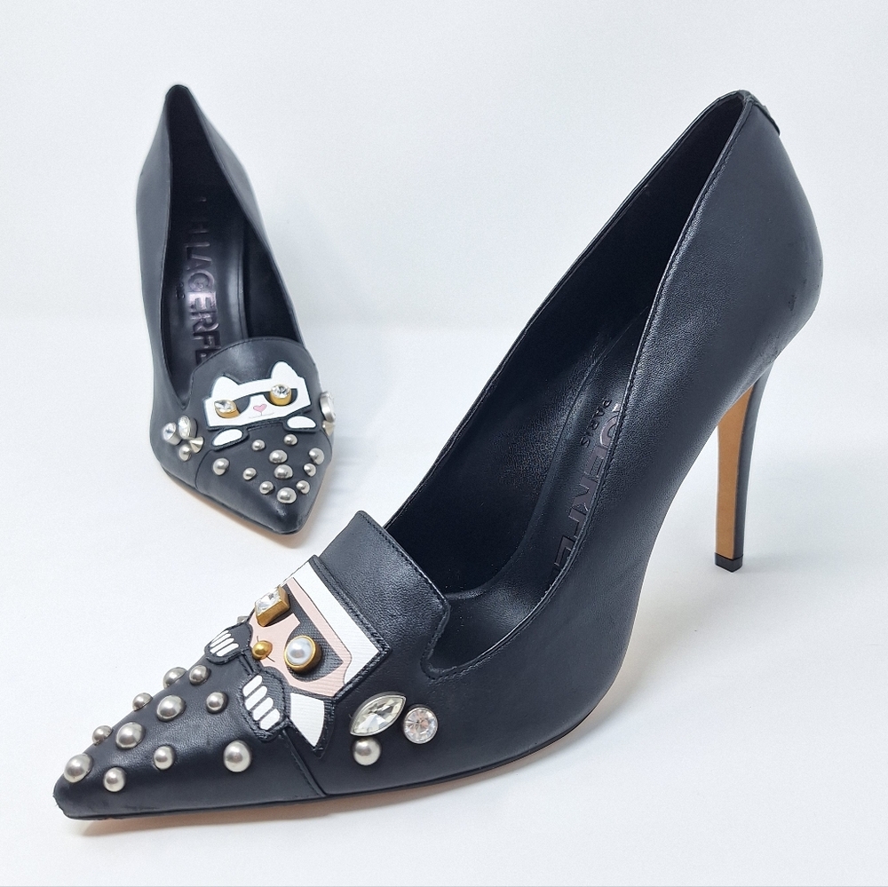Karl Lagerfeld Paris Casias Black Pointed Toe Heels